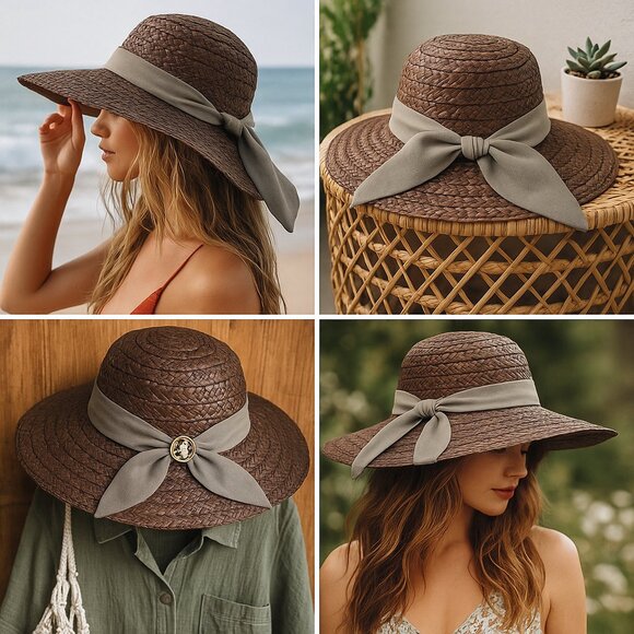 Livity Outernational Brown Woven Straw Hat w/ Olive Ribbon – Boutique Fall & Hol main image 11